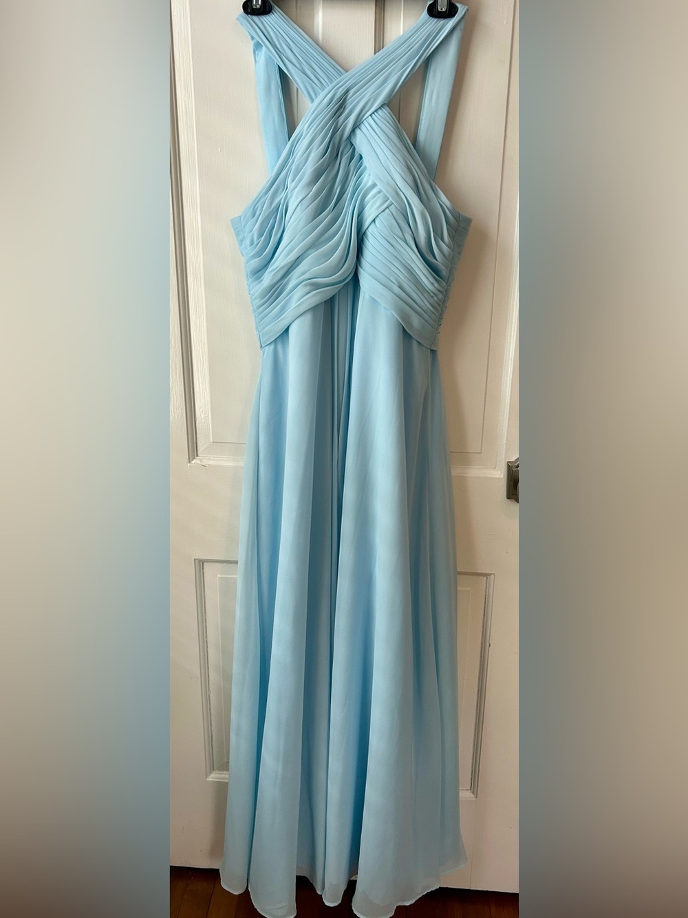 Azazie Women's Kaleigh A-Line Pleated Chiffon Dress Mist Blue Size US:A 12